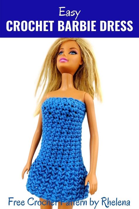 Free Barbie dress crochet pattern and other crochet patterns for the Barbie doll. The dress works up easy and is perfect for Barbie's summer wardrobe. #crochet #barbie #barbie dress #freecrochetpattern #crochetbarbiedress #barbieclothes Easy Crochet Barbie Dress, Free Crochet Patterns For Barbie Clothes, Free Crochet Barbie Clothes Patterns, Free Barbie Crochet Patterns, Free Crochet Barbie Clothes, Barbie Doll Clothes Patterns Free, Barbie Dress Crochet, Barbie Clothes Pattern, Barbie Crochet Gown