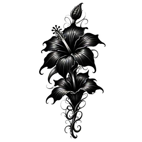 Dark Shaded Tattoos For Women, Inverted Flower Tattoo, Black Out Cover Up Tattoos For Women, Dark Lily Tattoo, Dark Black Tattoos Coverup, Big Tattoo Cover Up Ideas Black, Dark Tattoo Cover Up Ideas For Women Forearm, Small Tattoo Cover Up Ideas For Women, Black Out Flower Tattoo