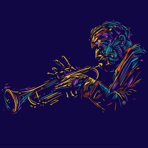 Jazz Player Jazz Painting, Arte Jazz, Jazz Trumpet, Art Musical, Trumpet Players, Jazz Poster, Jazz Art, Jazz Club, Musical Art