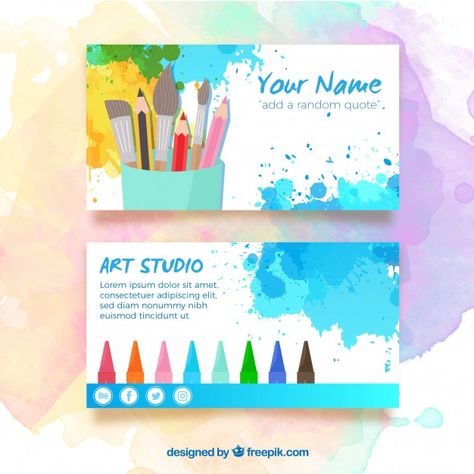 Visiting Cards Design, Sample Business Cards, Artist Business Card, Visiting Card Design, Artist Business Cards, Diy Business Cards, Business Card Inspiration, Kids Art Class, Visiting Card