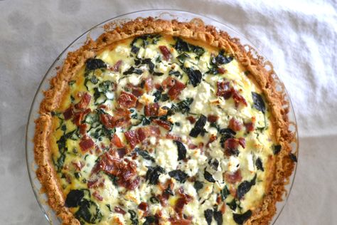 Kale, leek and bacon quiche with feta | Eat Well, Be Well, Live Well Fruit For Lunch, Kale Quiche, Kale Feta, Bacon Kale, Leek Quiche, Feta Quiche, Bacon Quiche, Gluten Free Crust, Quiche Recipes