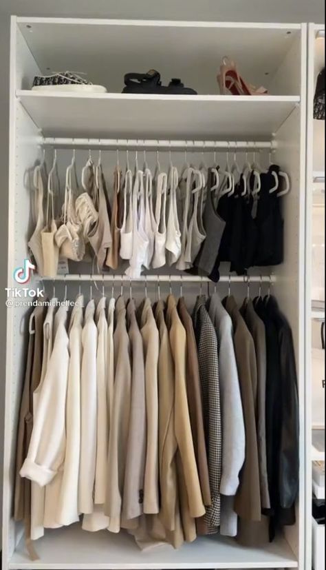 Your closet is one of the most important spaces in your homeIt's where you store your clothesshoesand accessoriesand it can have a big impact on your daily routineA cluttered and... Closet Organization Minimalist, Minimalistic Closet Organization, Clean Tidy Room Aesthetic, Closet Aesthetic Minimalist, Neutral Closet Aesthetic, Minimalist Closet Aesthetic, Wardrobe Aesthetic Organisation, Dressroom Ideas, Clean Closet Aesthetic