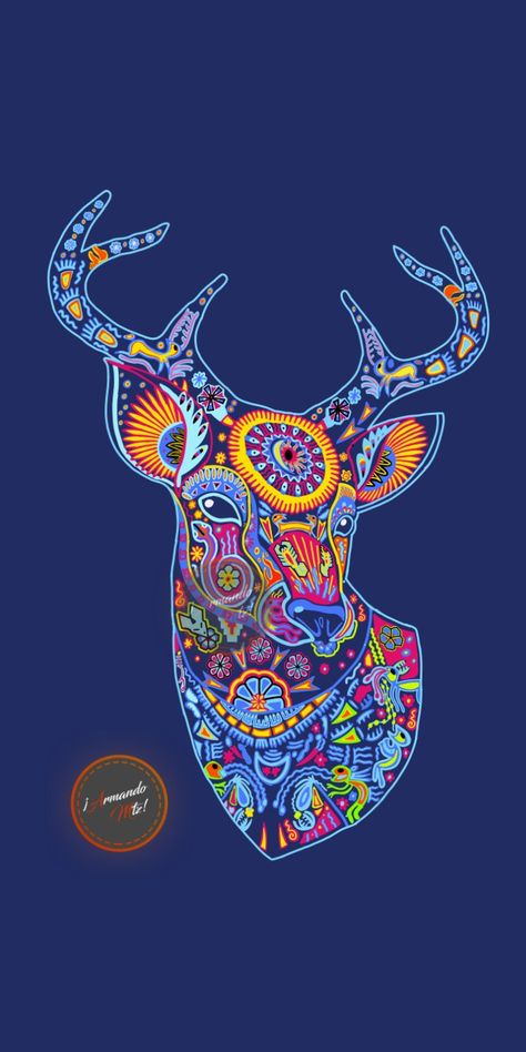 Arte digital. Diseño Digital. ArmandoMtz Alebrijes Art, Mexican Art Painting, Huichol Pattern, Art Niche, Mexican Culture Art, Abstract Art Diy, Huichol Art, Aztec Art, Night Art