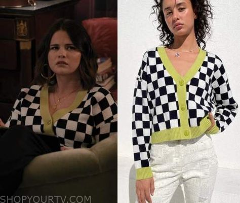 Fashion, Clothes, Style, Outfits and Wardrobe worn on TV Shows | Shop Your TV Building Wardrobe, Tv Characters Outfits, Checkered Cardigan, Tv Clothes, Only Murders In The Building, Dopamine Dressing, Worn On Tv, Where To Buy Clothes, Emo Girls