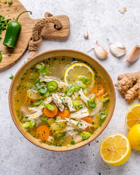 Lemon Ginger Leftover Turkey Soup Lemon Ginger Chicken Soup, Lemon Ginger Chicken, Ginger Chicken Soup, Leftover Turkey Soup, Lemon Soup, Turkey Soup Recipe, Chicken Soup Recipe, Ginger Chicken, Turkey Soup