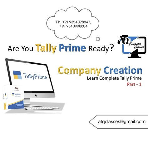 This video shows you how to create a new company in Tally Prime. This video is part-1 of full course of Tally Prime subscribe my channel so that you will get notified for upcoming parts and other videos and activities.... Any query feels free mail to atqclasses@gmail.com Computer Education, Free Stuff By Mail, Education