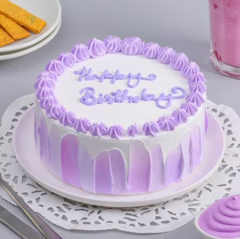 Light Purple Birthday Cake, Light Purple Birthday, Vanilla Cream Cake, Purple Birthday Cake, Purple Cakes Birthday, Vanilla Filling, Purple Birthday, Decadent Cakes, Types Of Cakes