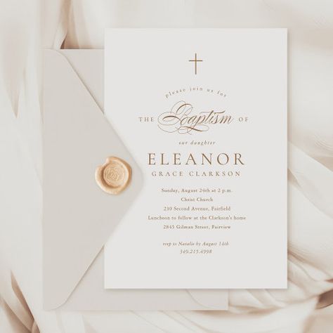 Budget Elegant Gold Cross Calligraphy Baptism for $2.45 - Baptism & Christening Invitations Invitation Elegant, Script Calligraphy, Baby Dedication, Baptism Invitation, Baby Baptism, Beautiful Calligraphy, Boy Baptism, Calligraphy Script, Invitation Inspiration