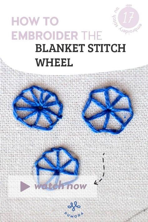 Learn how to embroider the blanket stitch wheel with video instructions! Buttonhole Wheel Stitch, Embroidery Video, Other Languages, Embroidery Tutorial, Embroidery Videos, Embroidery Motifs, Slow Stitching, Needle Work, Wool Applique