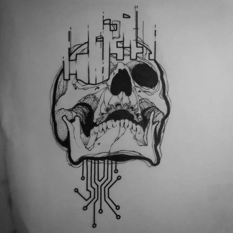 #CoolTattoos #TattooArt #InkMaster #TattooDesigns #InkedUp #TattooLovers #InkInspiration #TattooIdeas #CreativeInk #TattooStyle Computer Tattoo, Cyberpunk Drawing, Electronic Tattoo, Tech Tattoo, Cyberpunk Tattoo, Affiches D'art Déco, Skull Tattoo Design, Next Tattoo, Dark Art Drawings