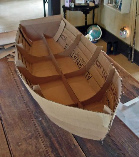 15 Cardboard Boat Designs | Guide Patterns Cardboard Box Boats, Halloween Costumes For Brothers, Cardboard Boat, Cardboard Crafts Kids, Diy Haunted House Props, Pirate Boats, Diy Halloween Games, Kid Friendly Halloween, Cardboard Toys