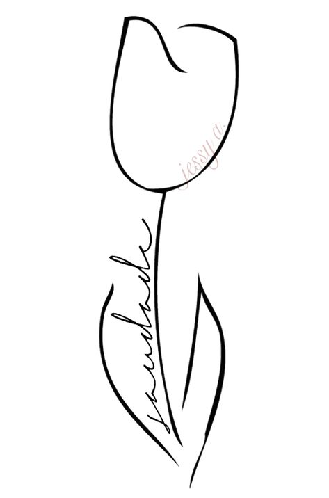 Instead of a half sleeve of tulips with the word "saudade" I like this cute and simple little idea. I would put it horizontally on the side of my arm<3 Tattoo Ideas Tulip, Flowers Tattoo Ideas, Tulip Drawing, Tulip Tattoo, Amazing Body, Tattoo Desings, Flowers Tattoo, Popular Now, Minimalist Tattoos