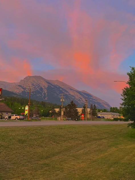 Canmore Alberta Aesthetic, Canmore Aesthetic, Alberta Aesthetic, Alberta Mountains, Banff Trip, Canmore Alberta, In The Beginning God, Pretty Landscapes, Pretty Sunset