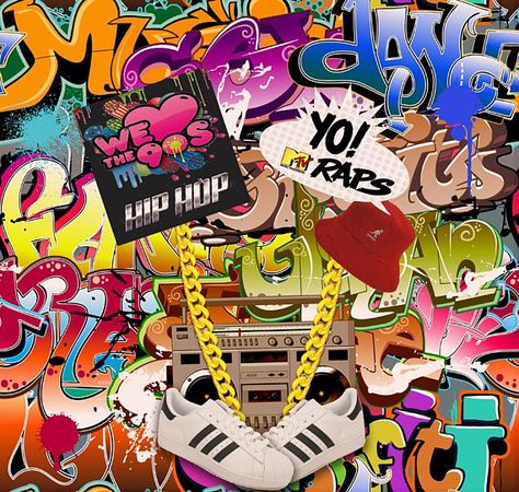 Graffiti Backdrop, Graffiti Party, 90s Party Decorations, Hiphop Party, Themed Photography, Colorful Graffiti, 50th Bday, Hip Hop Party, Reunion Ideas