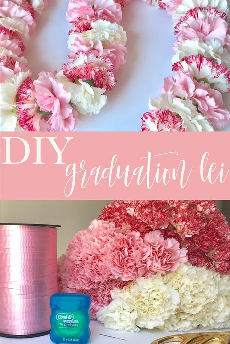 Flower Lays For Graduation, Diy Flower Lei Graduation, How To Make Flower Leis For Graduation, How To Make A Flower Lei Graduation, Graduation Diy Lei, Diy Grad Leis, College Graduation Leis, Graduation Flower Lei, Preschool Graduation Leis Diy