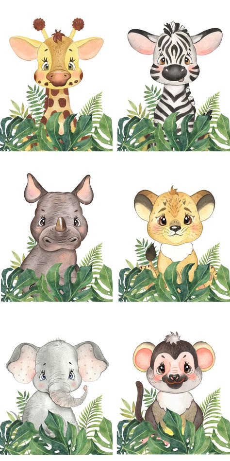 Jungle Thema, Safari Animals Birthday, Safari Baby Animals, Baby Animal Drawings, Tropical Animals, Jungle Baby Shower, Safari Birthday, Safari Party, Animal Baby Shower