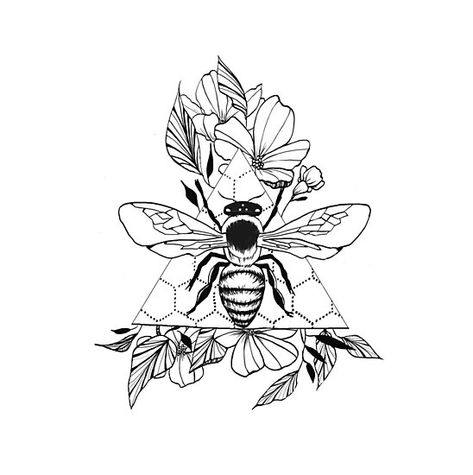 Bee And Flower Tattoo, Honey Bee Tattoo, Bee Sticker, Bee Tattoo, Save The Bees, Tattoo Design Drawings, Skin Art, Piercing Tattoo, Tattoo Stencils