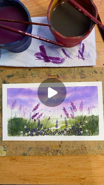 Beginner Painting Watercolor, Watercolor Drawings For Beginners, Simple Watercolor Paintings For Beginners Ideas, Watercolour Landscape Easy, Simple Watercolor Paintings For Beginners, Watercolor Paintings Landscape, Landscape For Beginners, Easy Watercolor Landscape, Watercolor Scenery Painting