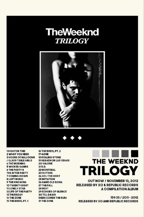 The Weeknd Trilogy Aesthetic Wallpaper, The Weeknd Posters In Room, Trilogy The Weeknd, Room Aesthetic Wall Decor, Posters Room Aesthetic, Weeknd Background, Rapper Posters, Weekend Album, The Weeknd Album Cover