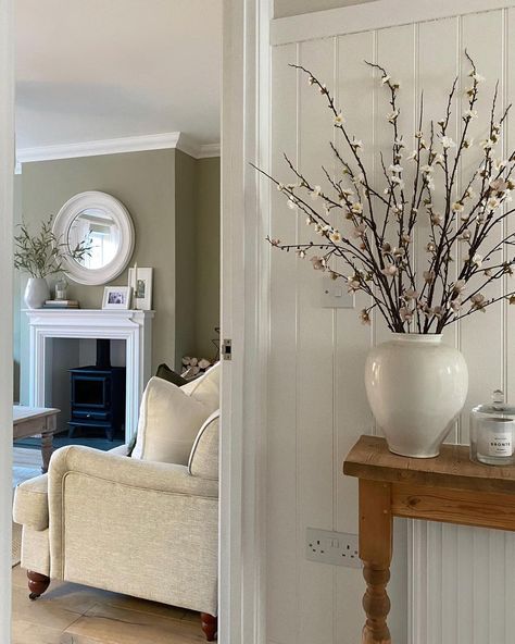 Hallway Panelling, Norfolk House, Neutral Interiors, Tongue And Groove, Neutral Fashion, Neutral Decor, Sitting Room, Soft Furnishings, Furniture Decor