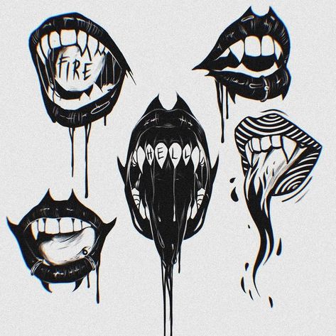 Creepy Smile Tattoo, Vamp Tattoo, Tattoo Designs To Draw, Portal Tattoos, Kitsune Tattoo, Tattoos Doodles, Mouth Art, Tattoo Ideas Women, Tattoo Planning