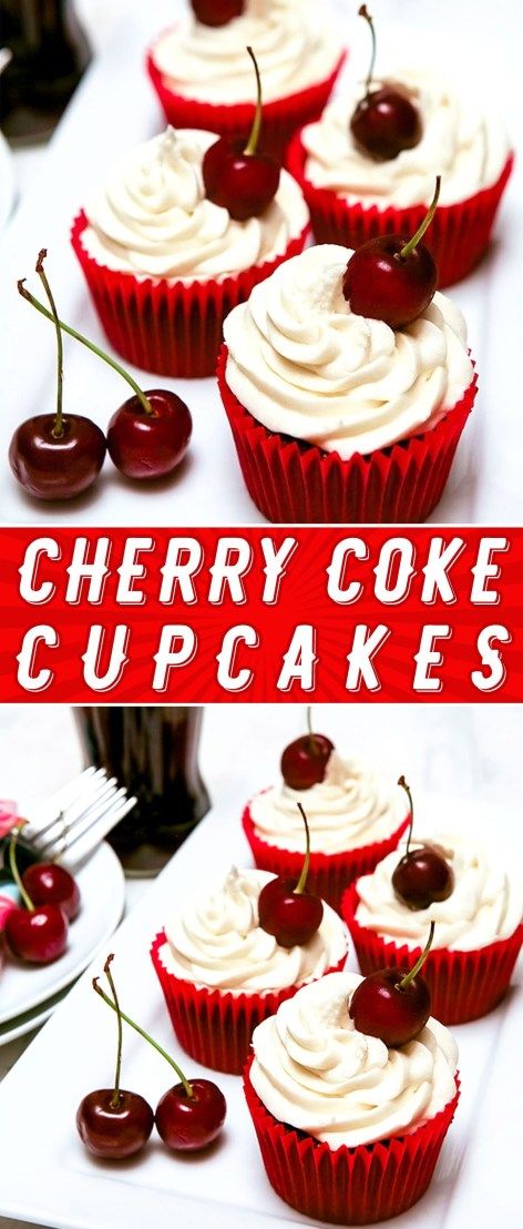 Cherry Coke Cupcakes Recipe by Sweet2EatBaking.com | These Cherry Coke cupcakes have cherry coke in the batter, making for a super moist flavourful cupcake. You can really taste the Cherry Coke flavour in these cupcakes. Coke Cupcakes, Cherry Coke, Fresh Cherry, Cupcakes Recipe, Cherry Cola, Cake Board, Sweet Cherries, Best Desserts, Great Desserts