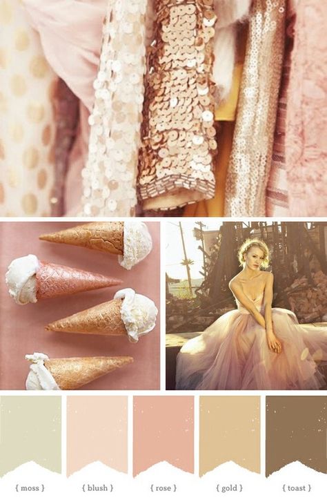 Pink, blush, peach colour scheme Rose Gold Color Palette, Gold Color Palettes, Color Crush, Blush And Gold, Wedding Color, Blush Wedding, Wedding Color Schemes, Rose Gold Color, Wedding Themes