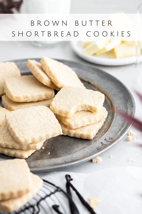 Brown Butter Shortbread, Butter Shortbread Cookies, Pecan Shortbread Cookies, Butter Shortbread, Make Brown, Brown Butter Cookies, Chocolate Shortbread Cookies, Shortbread Cookie Recipe, Baked Rolls