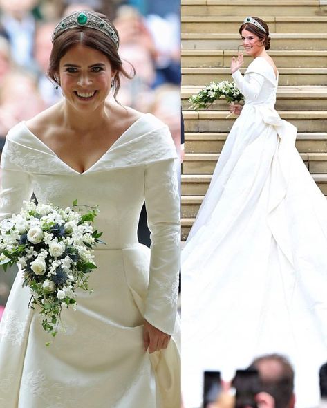 #New The wedding of Princess Eugenie of York and Jack Brooksbank (12th October)❤️ . The bride: - Princess Eugenie’s Wedding dress has been designed by Peter Pilotto and Christopher De Vos. Princess Eugenie met the designers when she was co-hosting an event in support of women artists. Her Royal Highness has been wearing designs by the brand for several years. Princess Eugenie, Mr Pilotto and Mr De Vos have worked closely together on the design of the dress. The designers undertook archive ... Eugene Wedding, Princess Eugenie And Beatrice, Eugenie Wedding, S Wedding Dress, Royal Wedding Gowns, Jack Brooksbank, Open Back Wedding, Reine Elizabeth Ii, Open Back Wedding Dress