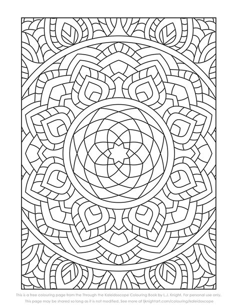 Free Kaleidoscope Colouring Page Geometric Coloring Pages, Coloring Designs, Abstract Coloring Pages, Adult Coloring Designs, Pattern Coloring Pages, Colouring Page, Geometric Mandala, Adult Coloring Book Pages, Easy Coloring Pages