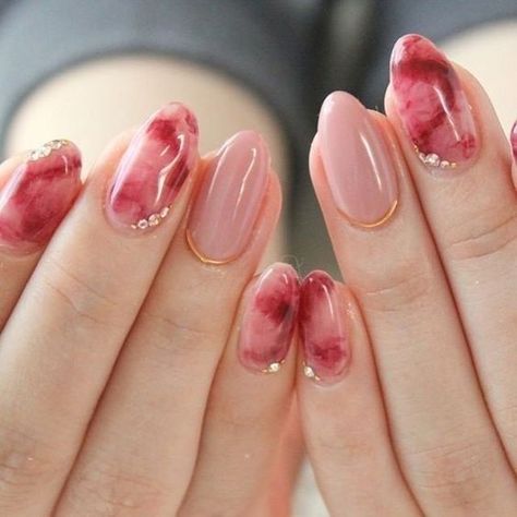 click image Red Pink Marble Nails, Pink Nail Marble, Nail Art Red And Pink, Nail Art Marble Pink, Pink And Red Marble Nails, Red Pink Nail Art, Red Pink Nails Design, Nail Art Pink Designs, Pink Red Nail Art