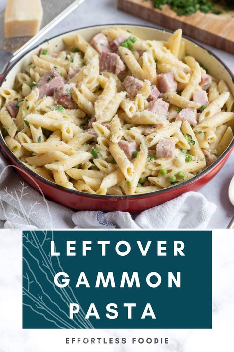 A delicious leftover gammon pasta recipe with peas. The perfect recipe for leftover ham! Gammon Dinner Ideas, Christmas Gammon Recipes, Recipe With Peas, Gammon Steak, Gammon Recipes, Ham Pasta, Easter Meal, Children Food, Quick Pasta Recipes