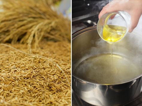 Rice Bran Oil  FROM The Kitchn Benefits Of Rice, Quick Healthy Lunch, Deep Frying, Cooking Oils, Rice Bran, Edible Oil, Healthy Food Options, Rice Bran Oil, Quick Lunches