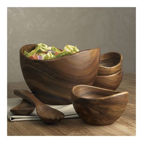 Salad bowl, as seen on New Girl - Crate & Barrel Individual Salads, Wood Salad Bowls, Serveware Entertaining, Salad Bowls Set, Snack Bowls, Wooden Plates, Salad Bar, Wood Crates, Wooden Kitchen