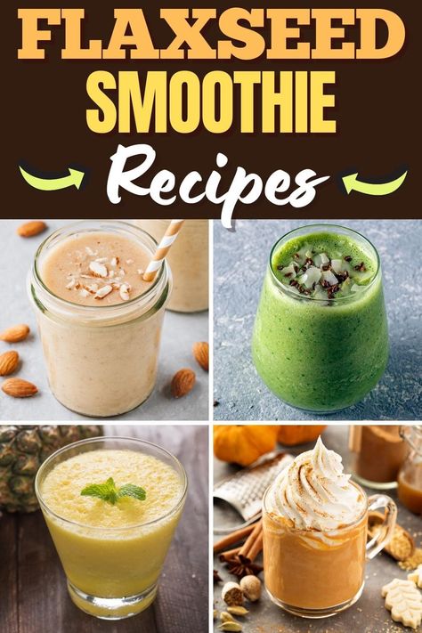 This collection of flaxseed smoothie recipes has everything from nutrient-packed almond milkshakes to deliciously cool mango drinks. Enjoy! Smoothies With Flax Seed Recipes, Flaxseed In Smoothies, Ground Flax Seed Recipes Smoothie, Flaxseed Smoothie Recipes, Smoothies With Flax Seed, Flax Seed Drink, Flax Seed Smoothie, Quick Breakfast Smoothies, Flaxseed Recipes