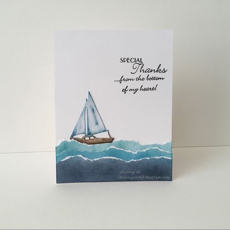 Boat Card Ideas, Sailboat Birthday, Cards Diy Easy, Boat Card, Watercolor Boat, Calligraphy Cards, Birthday Card Drawing, Creative Birthday Gifts, Masculine Birthday Cards