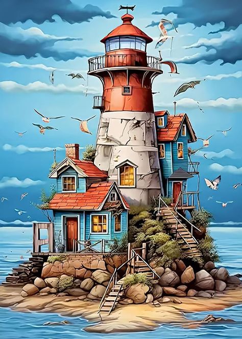 Arts And Crafts Home Decor, Diamond Art Kits, Diy Diamond Art, Lighthouse Painting, Gems Art, Diamond Painting Kits, Art Kits, Paint By Number Kits, Dot Painting