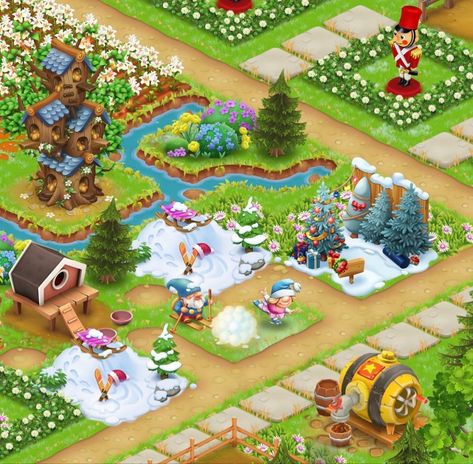 Hayday Winter Design, Farm Decor Ideas, Hay Day Decoração, Farm Layouts, Hayday Farm Design, Snow Design, Farm Layout, Hay Day, Farm Design