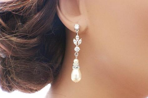 Swarovski pearl earrings wedding drop earrings teardrop | Etsy Wedding Drop Earrings, Pearl Bridal Earrings, Teardrop Bridal Earrings, Rose Gold Bridal Earrings, Bridesmaid Pearl Earrings, Sparkle Bracelet, Pearl Earrings Wedding, Wedding Earrings Drop, Gold Bridal Earrings