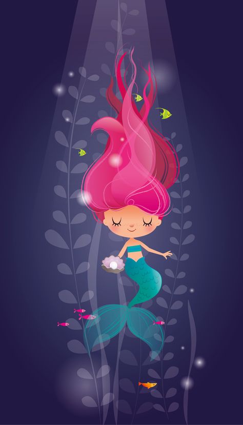 Little mermaid relaxes deep in the ocean! Mermaid Illustration, Mermaid Wallpapers, Mermaid Drawings, Mermaid Pictures, Soyut Sanat Tabloları, Cute Mermaid, Emoji Wallpaper, Mermaid Art, Cute Disney