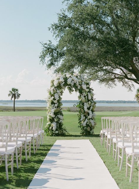 Golf Course Wedding Ceremony, Charleston Bride, Golf Course Wedding, Kiawah Island, Best Wedding Planner, Event Lighting, Charleston Wedding, Ceremony Decorations, Outdoor Ceremony