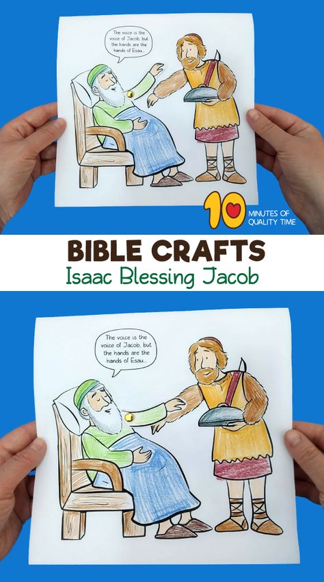 Isaac blesses Jacob Sunday school lesson Jacob Tricks Isaac Craft, Jacob And Esau Craft Sunday School, Isaac Blesses Jacob, David And Goliath Craft, Playing The Harp, Genesis 4, Bible Crafts Sunday School, Fleece Crafts, Preschool Bible Lessons