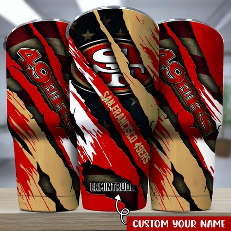 49ers Crafts, 49ers Tumbler, La Rams Football, Rams Football, Sf 49ers, Nfl San Francisco, La Rams, Custom Tumbler, Los Angeles Rams