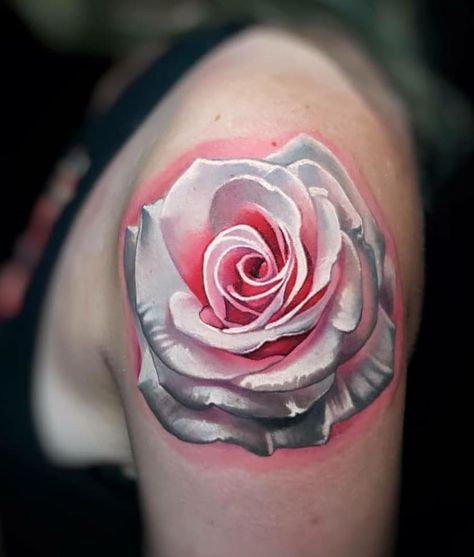 White Rose Tattoo - Get an InkGet an Ink Mandala Rose Tattoo, Simbolos Tattoo, Single Rose Tattoos, Rose Tattoo Meaning, White Rose Tattoos, Pink Rose Tattoos, Tato Dengan Makna, Tato Jari, Tattoo Line