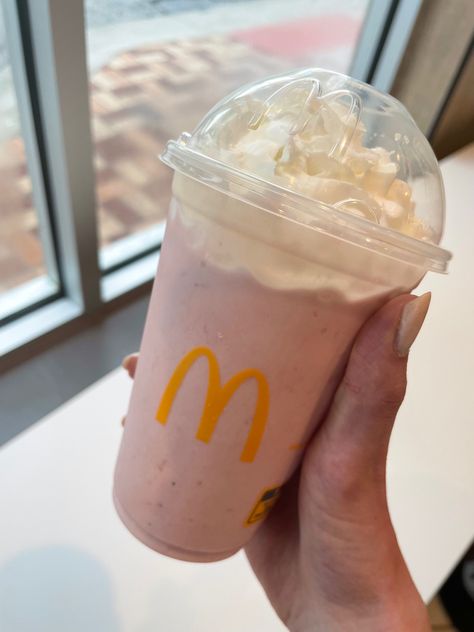 #drink #milkshake #aesthetic Mcdonalds Strawberry Milkshake, Strawberry Milkshake Aesthetic, Drink Milkshake, Mcdonalds Shakes, Milkshake Aesthetic, Mcdonalds Milkshake, Food Varieties, Dream Cars Lamborghini, Cars Lamborghini