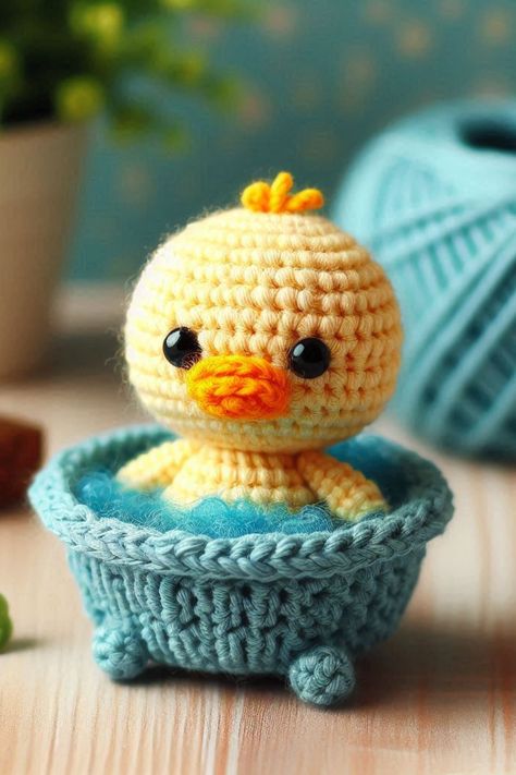 Learn how to crochet a Cute Bath Duck Amigurumi with this easy guide. Perfect for a playful touch in the bathroom or as a fun toy. Crochet Rubber Duck Pattern, Duck Amigurumi, Bath Duck, Duck Pond, Easy Crochet Patterns Free, Learn How To Crochet, Baby Ducks, How To Crochet, Learn To Crochet