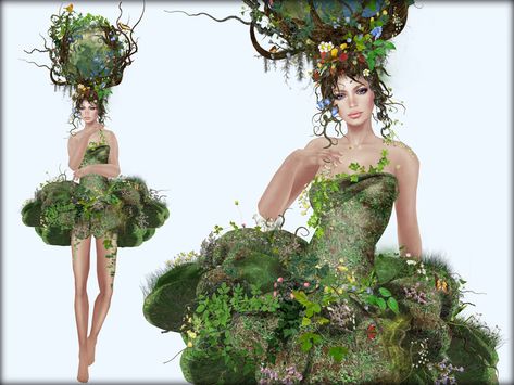 Mother Earth Costume, Trashion Show Recycled Fashion, Dark Fantasy Makeup, Nature Halloween Costume, Mother Nature Halloween, Earth Costume, Mother Nature Costume, Gaia Goddess, Goddess Outfit