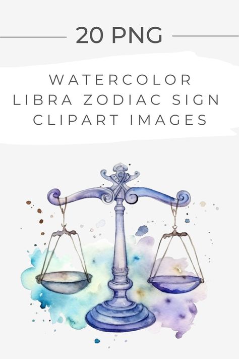 Embark on a celestial journey and infuse your designs with the balanced energy of Libra with our Watercolor Libra Zodiac Sign Clipart. These elegant illustrations capture the essence of the seventh sign of the zodiac, making them perfect for creating astrology-themed designs, personalized horoscope graphics, and zodiac-themed merchandise. Order now and let these illustrations add astrological charm to your designs, capturing the essence of Libra's equilibrium and appreciation for beauty. Libra Symbol Art, Libra Symbol, Libra Art, Horoscope Art, Libra Zodiac Sign, Libra Sign, Zodiac Sign Libra, Zodiac Art, Libra Zodiac