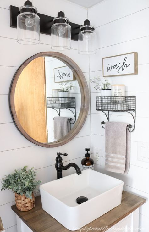 Vanity Vessel Sink, Makeover Kamar Mandi, Bilik Air, Bad Inspiration, Farmhouse Bathroom Decor, Bathroom Renos, Small Bathroom Decor, Bath Remodel, House Bathroom