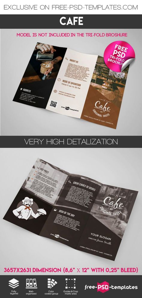 FREE CAFE TRI-FOLD BROCHURE IN PSD on Behance Designers Portfolio, Brochure Psd, Brochure Mockup, Free Brochure, Free Brochure Template, Food Branding, Fold Brochure, Brochures Mockups, App Template